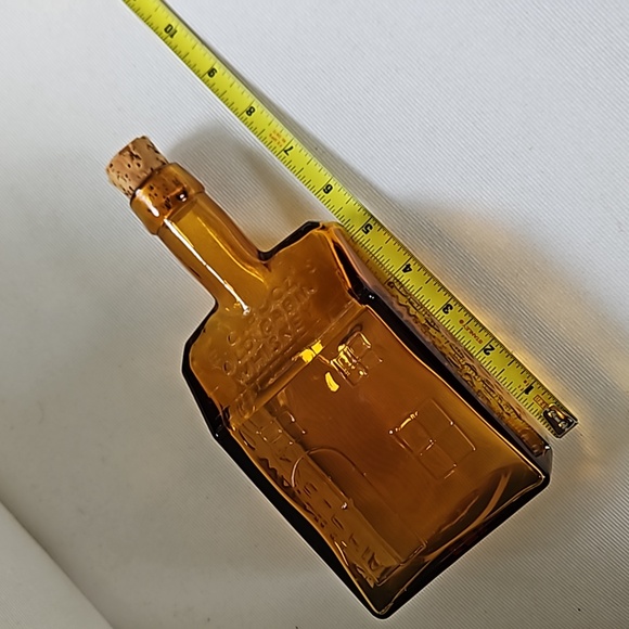 VINTAGE E.C. Booz's Amber Old Cabin Empty Whiskey Glass Bottle With Cork - Picture 7 of 8